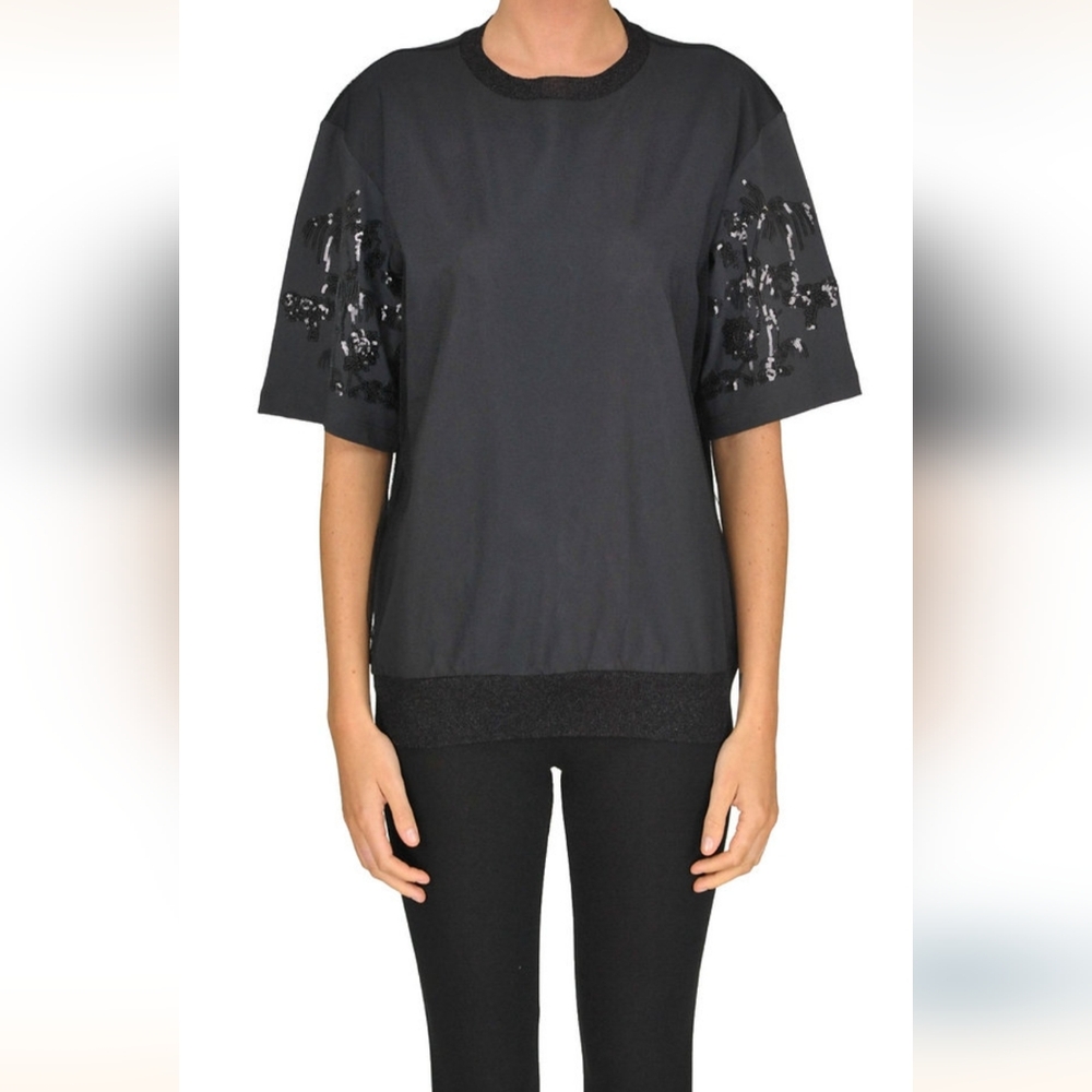Dries Van Noten Mesh Overlay Sequin Embellished T-Shirt Size XS